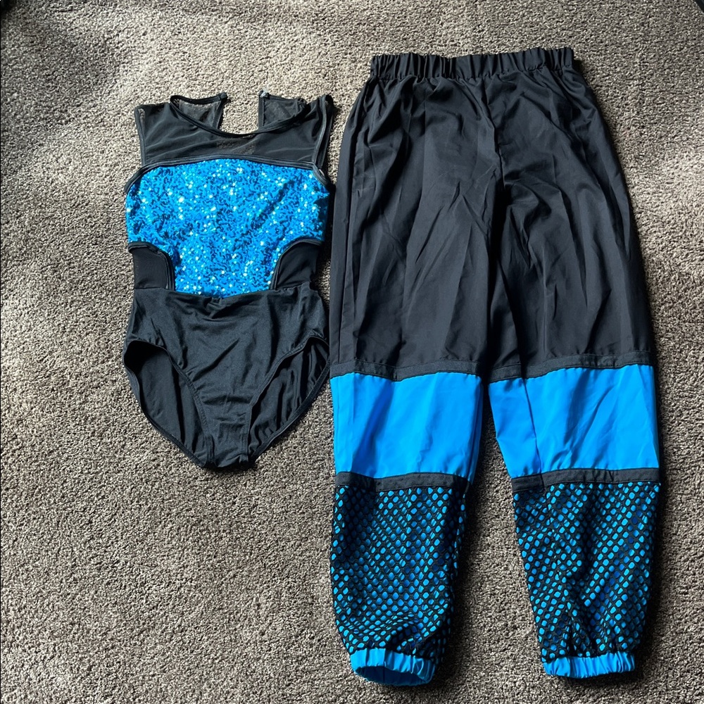 Weissman Black and Blue Sequin Dance Costume